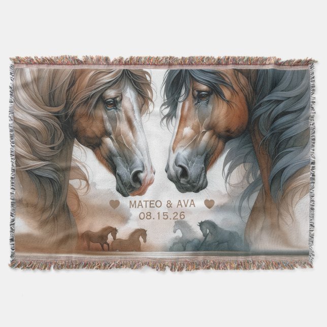 Couverture Chevaux spéciaux couple marié marron (Devant)