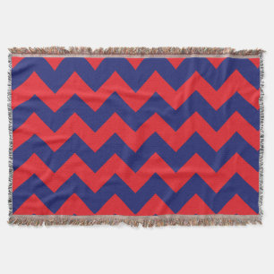 Couverture Chevron   Marine bleu et rouge   N'importe quel ty
