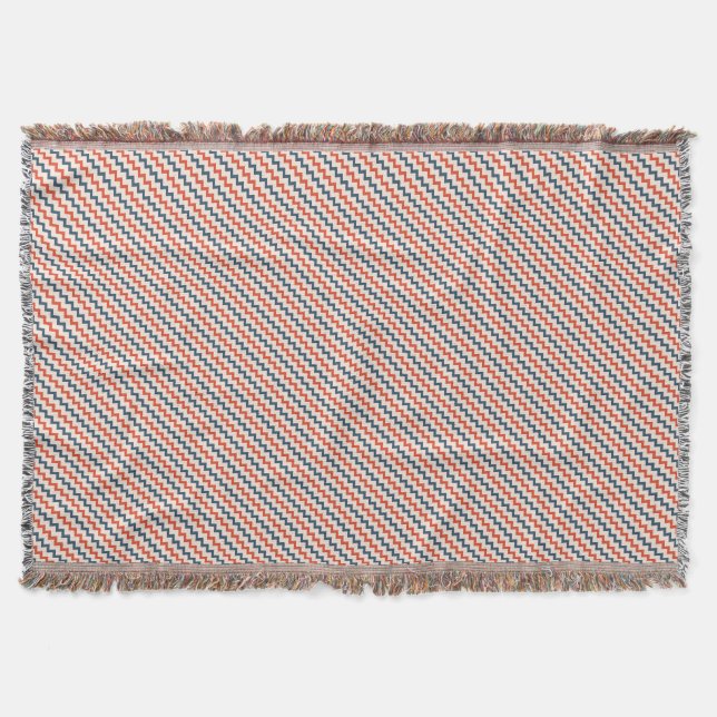 Couverture Chevron motif bleu foncé rouge et rose pâle (Devant)
