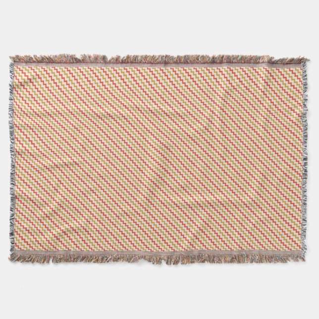 Couverture Chevron motif chaud rouge ocre jaune sur rose pâle (Devant)