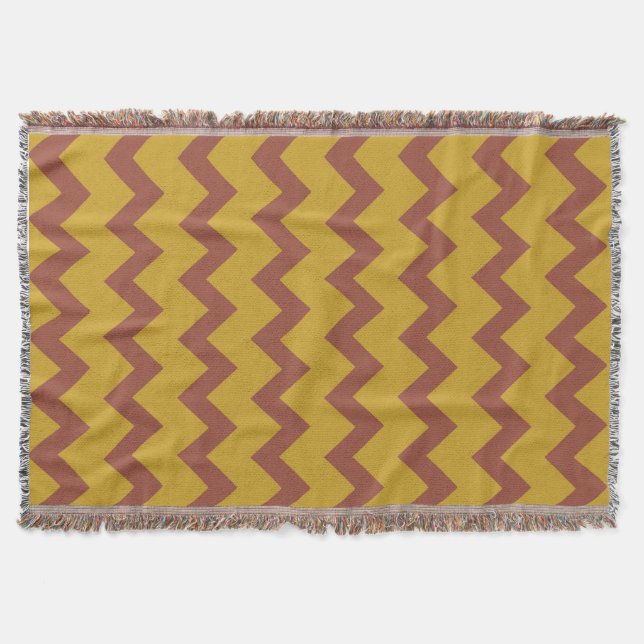 Couverture Chevron zigzag design naturel jaune brun (Devant)