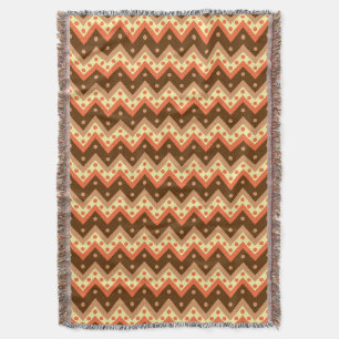 Couverture Chevrons et points - brun et rouille