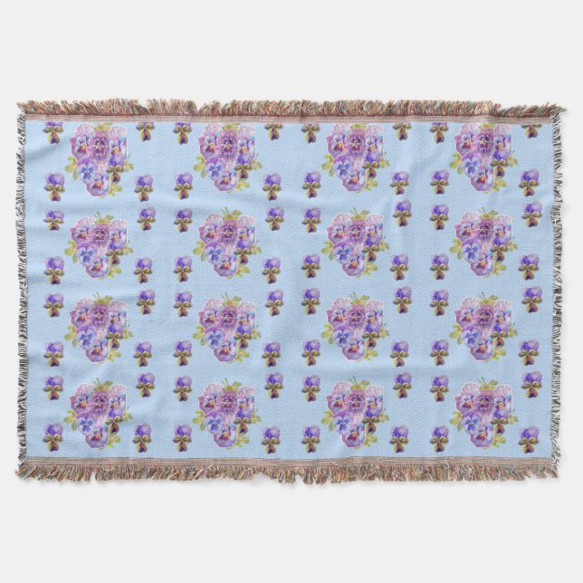 Couverture Chic Bleu Chic Fleurs Florales Jeter Tapis (Devant)