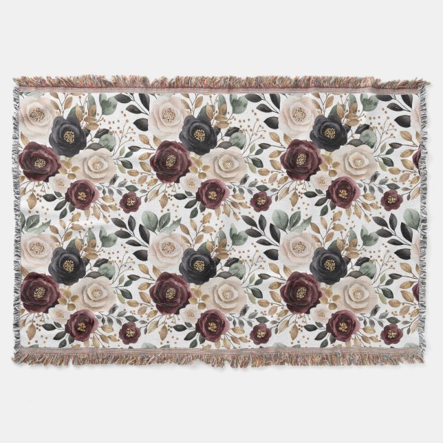 Couverture Chic Bourgogne Crème Floral (Devant)