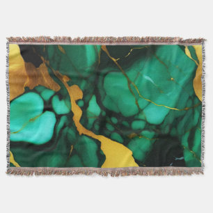 Couverture Chic Elegant vert foncé jaune Faux Marble