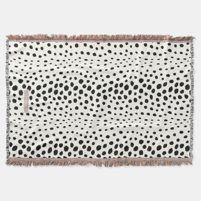 Couverture Chic noir blanc cheetah imprimer motif monogramme (Devant)