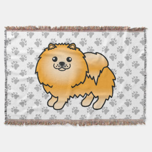 Couverture Chien de dessin animé mignon Pomeranian orange & p