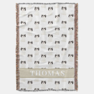Couverture Chih Tzu personnalisé (noir et blanc) rose et blan