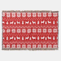 Chihuahua Chien Silhouettes Motif de Noël Rouge