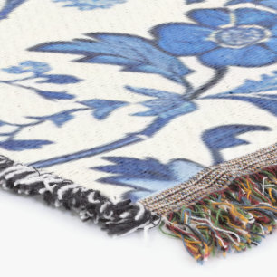 Couverture Chinoserie Floral imprimé blanc de jeton de saison