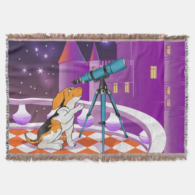 Couverture Chiot et télescope beige rouge (Devant)