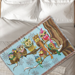 Couverture Chouette mûre hiver Snowflakes