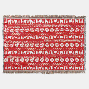 Couverture Chow Chow Silhouettes Chiens de Noël Motif Rouge