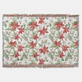 Couverture Christmas Poinsettia in Red and White 