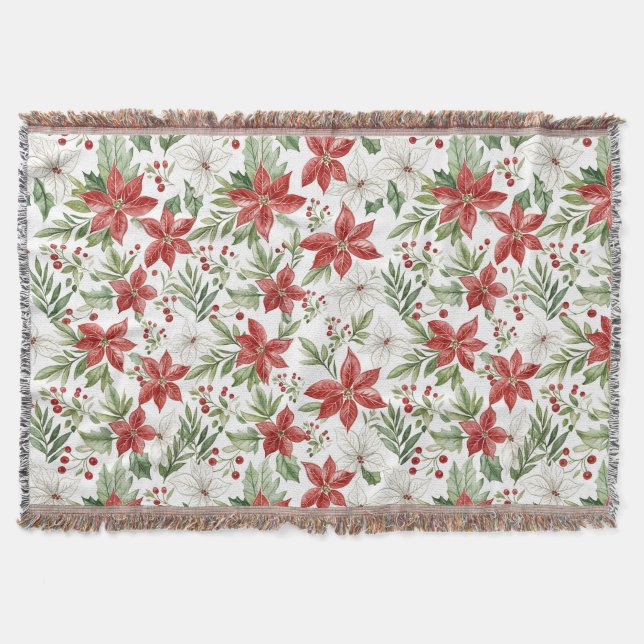 Couverture Christmas Poinsettia in Red and White  (Devant)