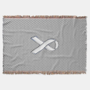 Couverture Chrome Like White Ribbon Awareness Carbon Fiber