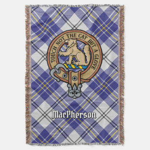 Couverture Cimier du clan MacPherson sur tartan bleu de robe