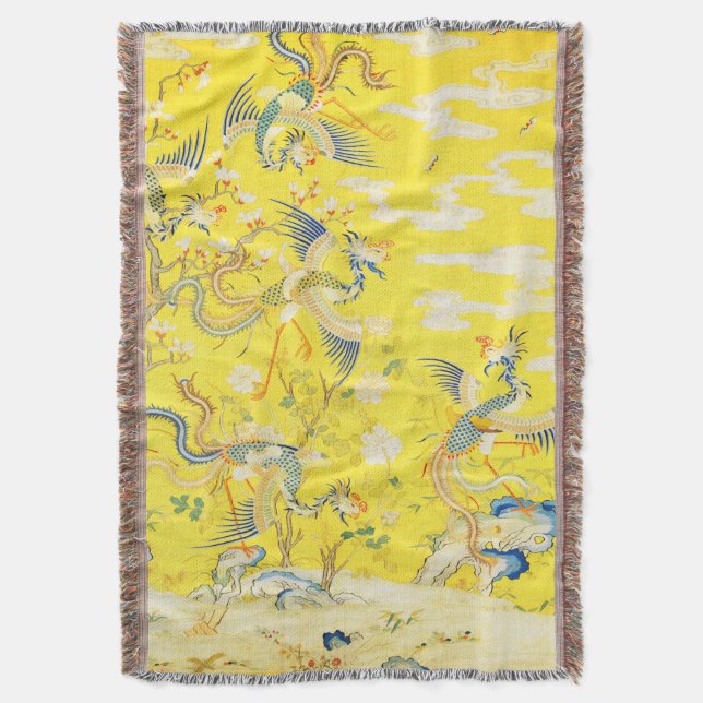 Couverture Cinq Phoenix dans Jardin chinois jaune floral (devant Vertical)