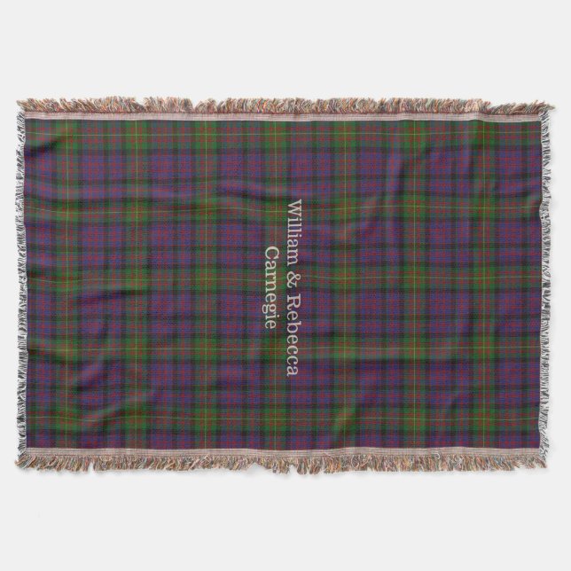Couverture Clan Carnegie Tartan Plaid Custom Thon Blanket (Devant)