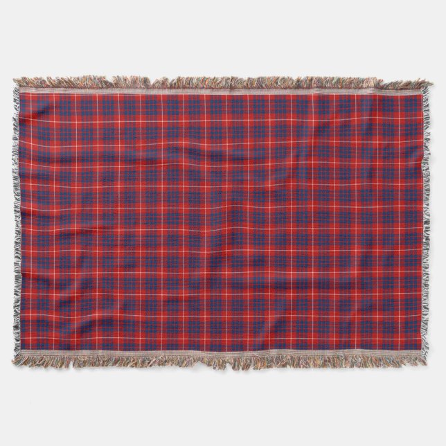 Couverture Clan Hamilton Bright Blue and Red Scottish Tartan (Devant)
