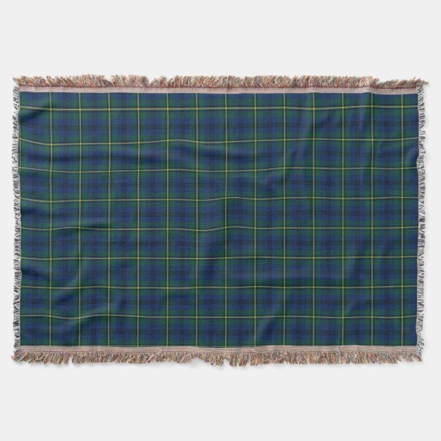 Couverture Clan Johnston Tartan Royal Blue et Green Plaid (Devant)