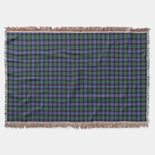 Couverture Clan Mitchell Tartan bleu et vert plaid (Devant)