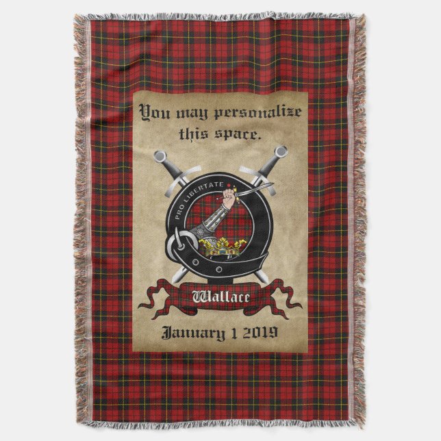 Couverture Clan Wallace personnalisé Badge & Tartan Thon (devant Vertical)