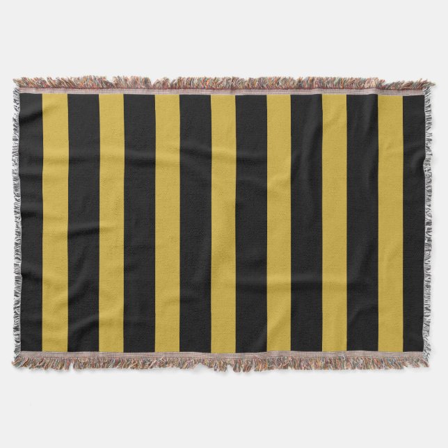 Couverture Classic Black and Metallic Gold Vertical Striped (Devant)