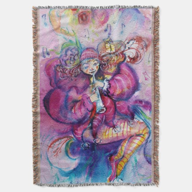 COUVERTURE CLOWN ROSE MUSICAL AVEC HIBOU (devant Vertical)