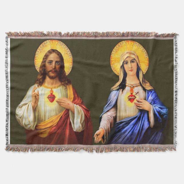 Couverture Coeur Sacré et Immaculé Coeur Halo Jeter couvertur (Devant)