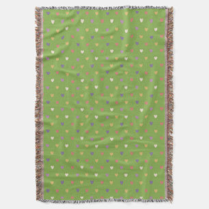 Couverture Cœurs à pois sur verdure verte