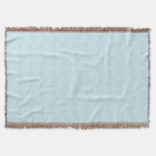 Couverture Coeurs cousus rose sur bleu