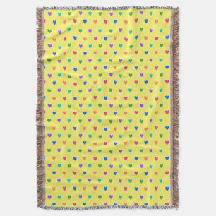 Couverture Coeurs de polka arc-en-ciel sur jaune