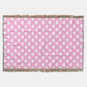 Couverture Coeurs de polka blanc sur Cotton Candy rose