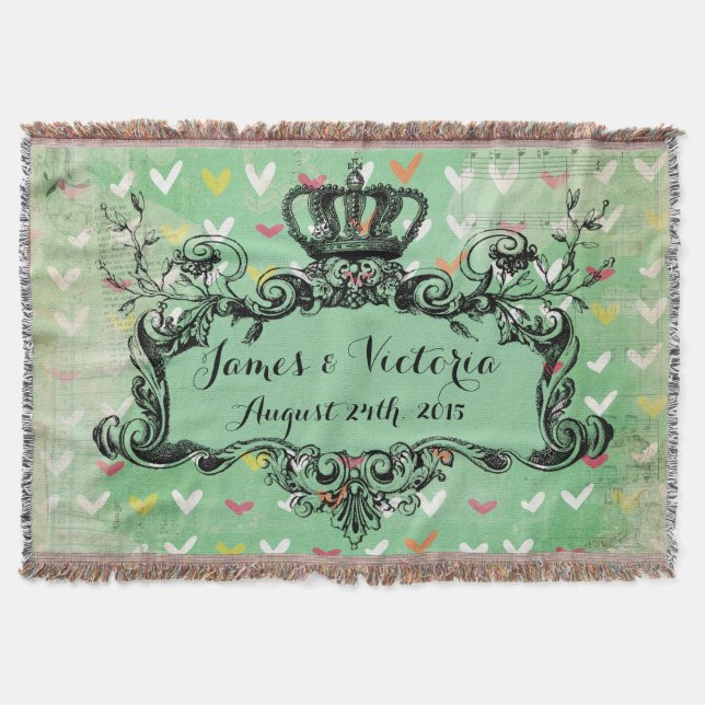 Couverture Coeurs Monnaie Mariage Personnalisé Couronne royal (Devant)