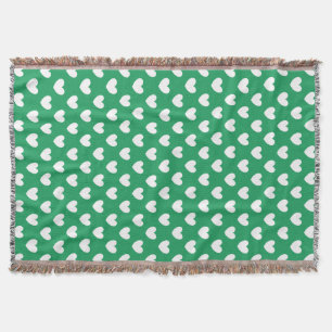 Couverture Coeurs polka blanc sur Kelly green