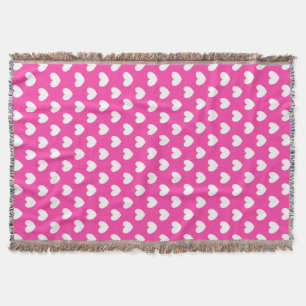 Couverture Coeurs polka blanc sur rose fuchsia