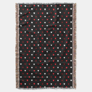 Couverture Coeurs rouge et blanc sur noir