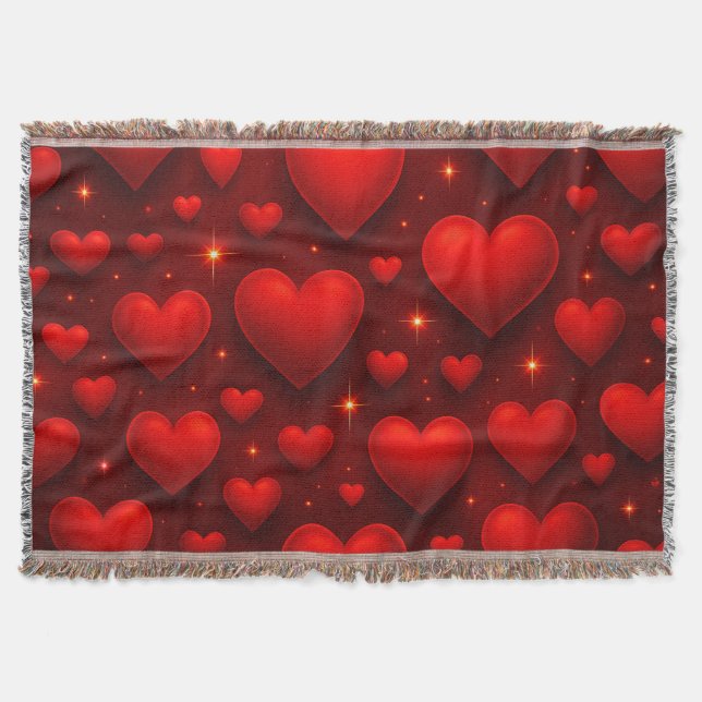 Couverture Coeurs rouges avec Motif étoiles (Devant)