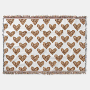 Couverture Cœurs Tissés Marron Rustique Anniversaire