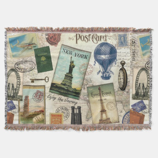 Couverture collage de voyage vintage moderne