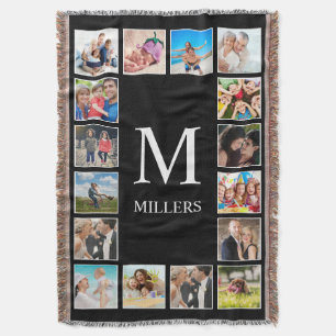 Couverture Collage photo de famille personnalisée Noir person