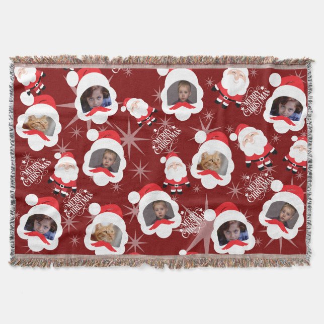 Couverture Collage photo Père Noël personnalisé Lancer la cou (Devant)