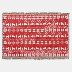 Couverture Collie Chien Silhouettes Noël Motif de Noël