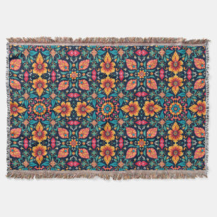 Couverture Coloré Boho Floral Pattern Élégant Symétrie