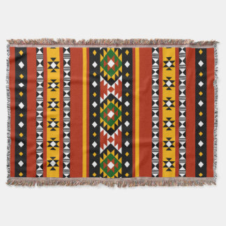 Couverture Coloré Sud-Ouest Tribal Tissé Blanche -