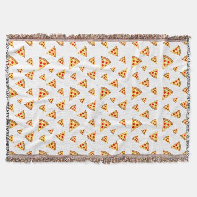 Couverture Cool et amusant pizza tranches motif blanc blanc (Devant)