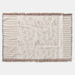 Couverture Coquillages Côtiers Beige Nautique Tirée À La Main