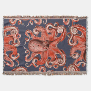Couverture Corail rose Vintage Octopus Mer Créature