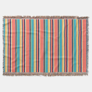Couverture Corail vivant, rayures bleues et jaunes